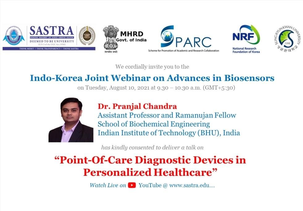 Indo- Korea Joint Webinar on "Advances in Biosensors"